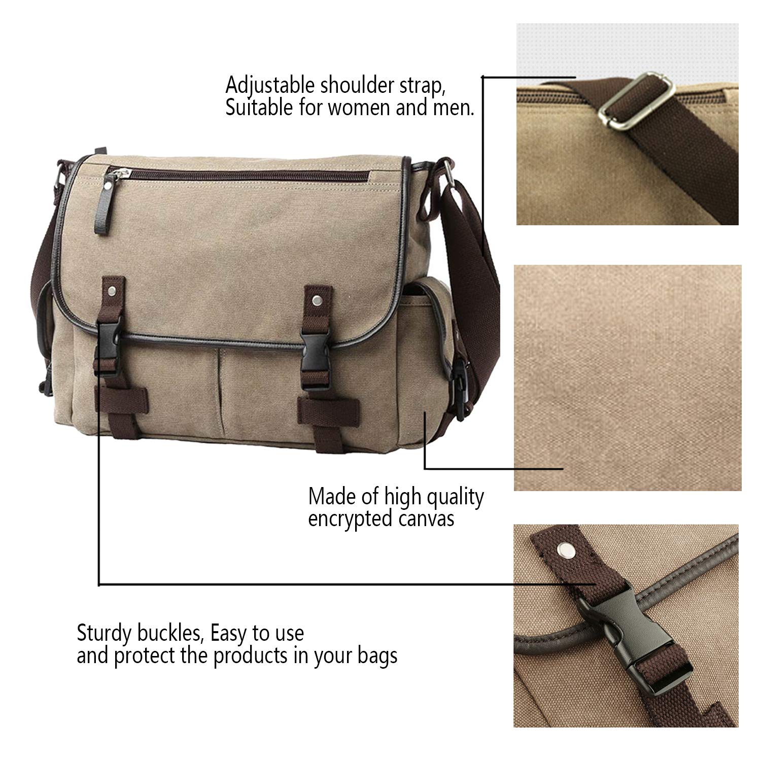 Amazon.com: [Upgraded] Vintage Canvas Messenger Bag 13 15.6
